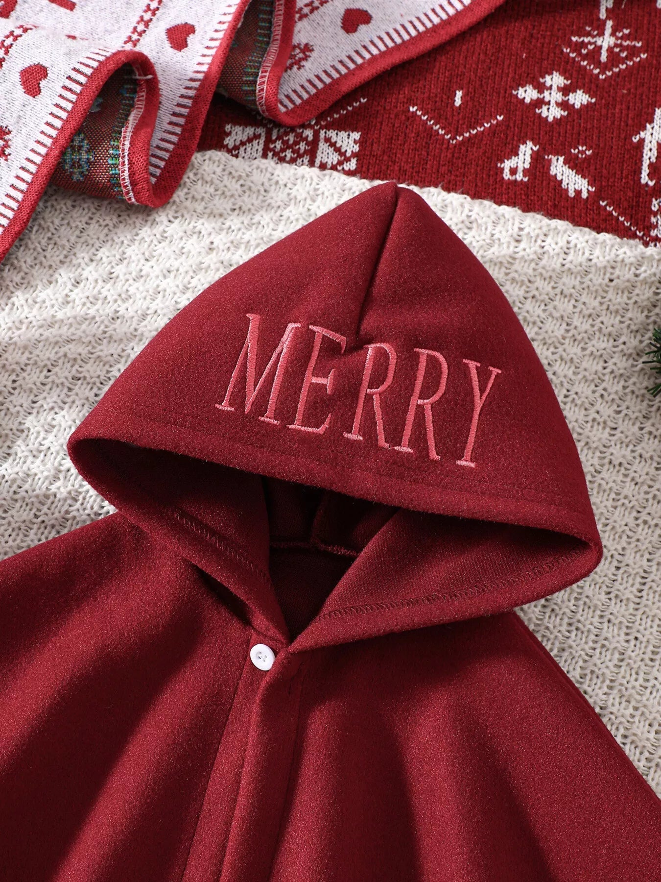 Children's Reindeer Embroidered Christmas Cape Outerwear 