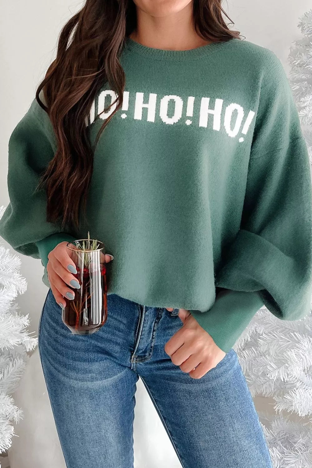'HO! HO! HO!' Graphic Long Sleeve Sweater 