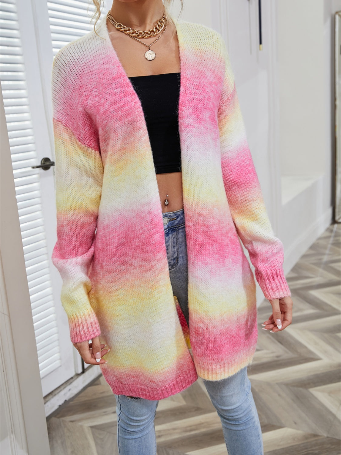 Angel Wings Full Size Gradient Open Front Cardigan 