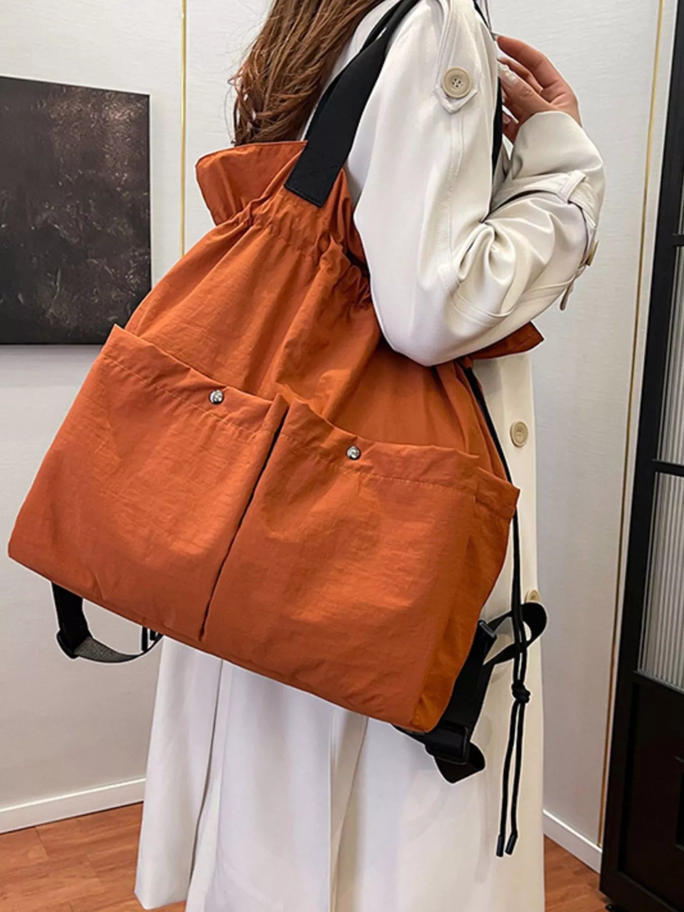 Drawstring Closure Lightweight Backpack Bag 