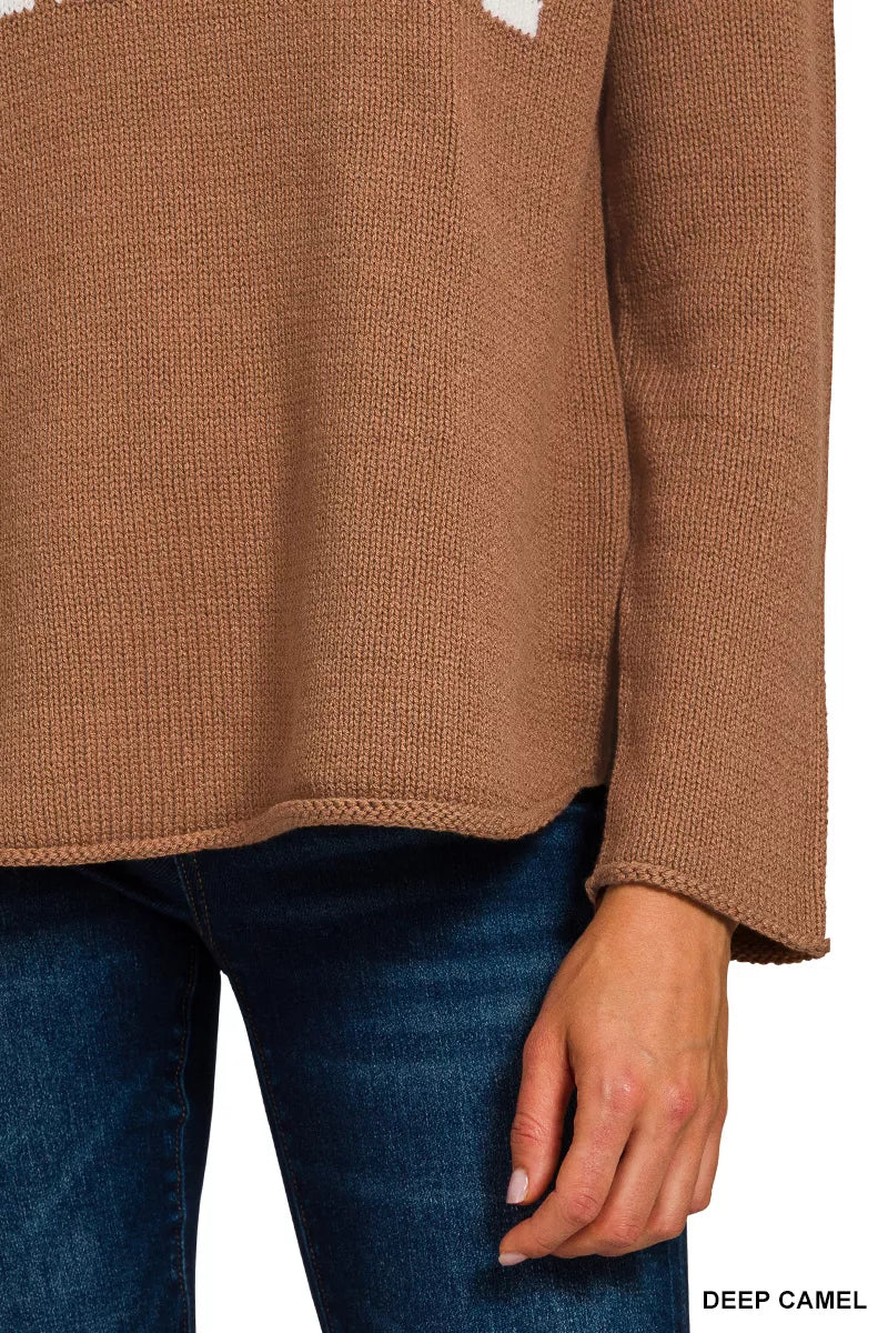 Zenana Beach V Neck Sweater 