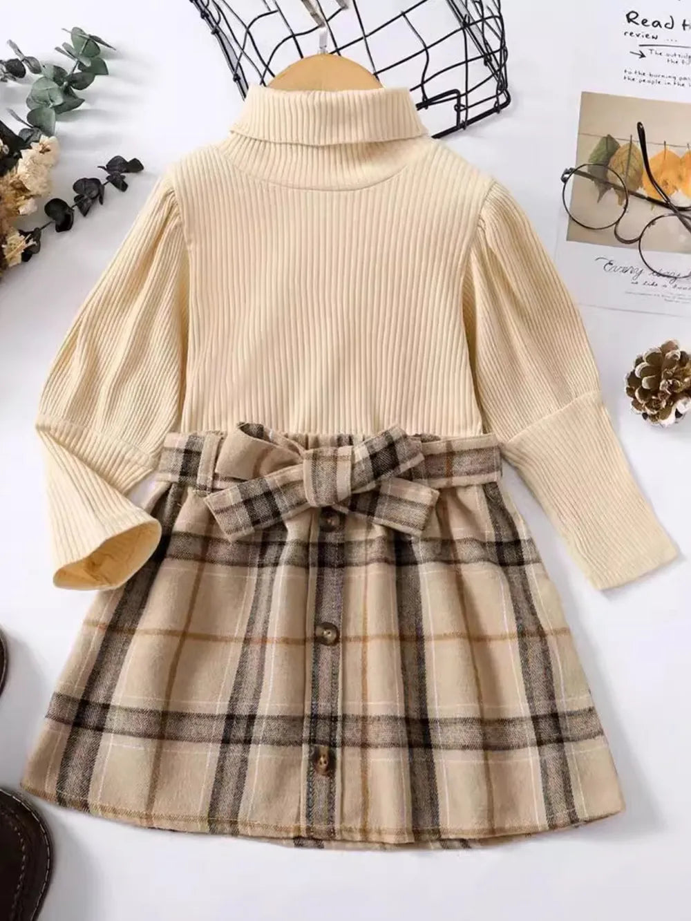 Turtleneck Long Sleeve Top and Skirt Set 