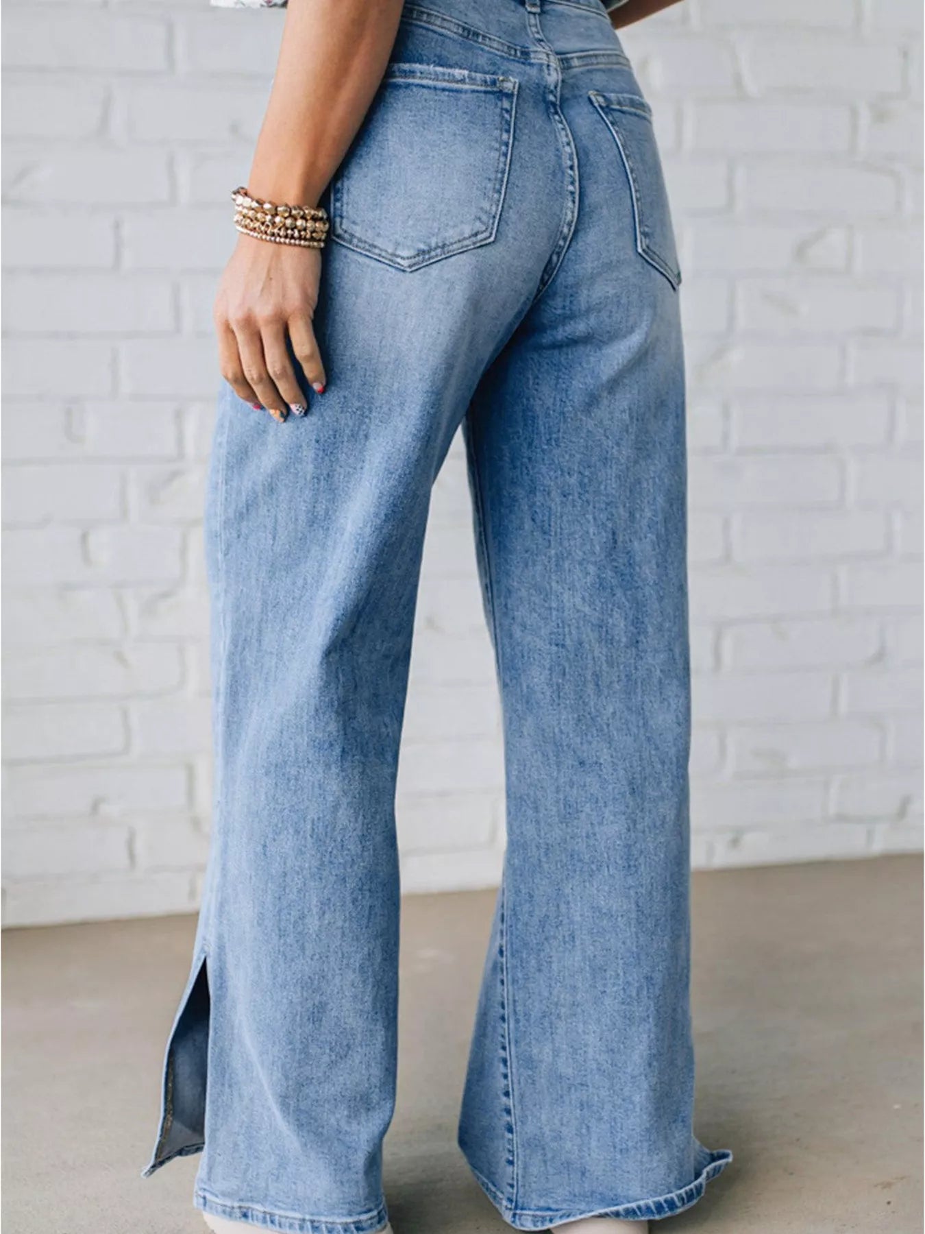 Slit Wide Leg Jeans 