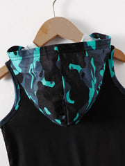 Children's Dinosaur Sleeveless Hooded Top and Pants Set 