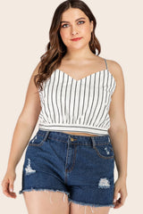 Plus Size Striped Tie-Back Cropped Cami 