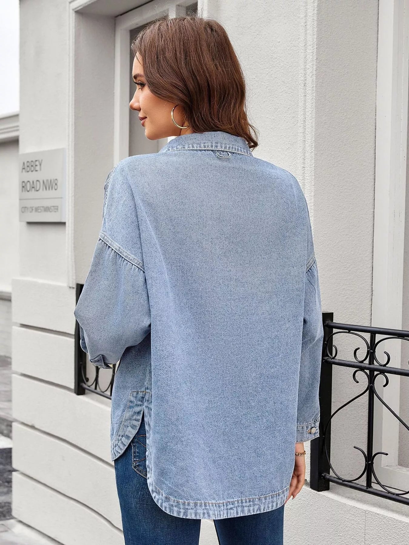 Button Up Long Sleeve Denim Shirt 