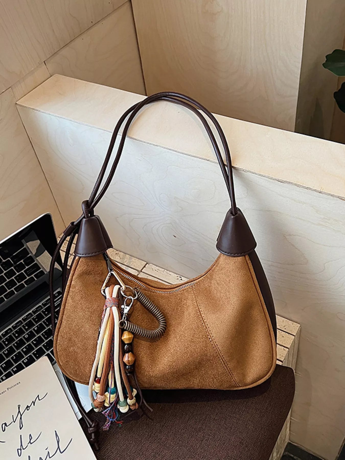 Vintage Suede Tassel Shoulder Bag 