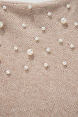 Plus Size Pearl Detail Round Neck Long Sleeve Sweater 