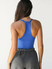 Ribbed V-Neck Halter Tank Top 