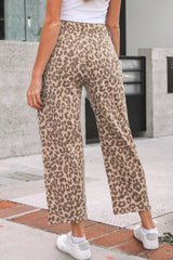 Leopard Print High-Waisted Cropped Jeans 