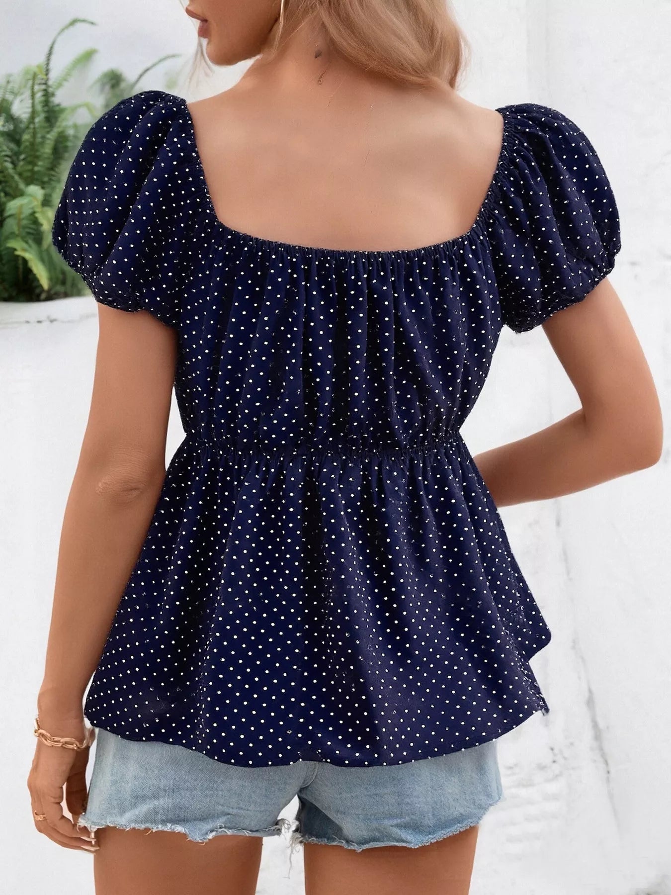 Polka Dot Short Sleeve Blouse 