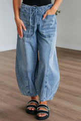 Wide Leg Drawstring Jeans 