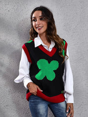 Four Leaf Clover V-Neck Sweater Vest 