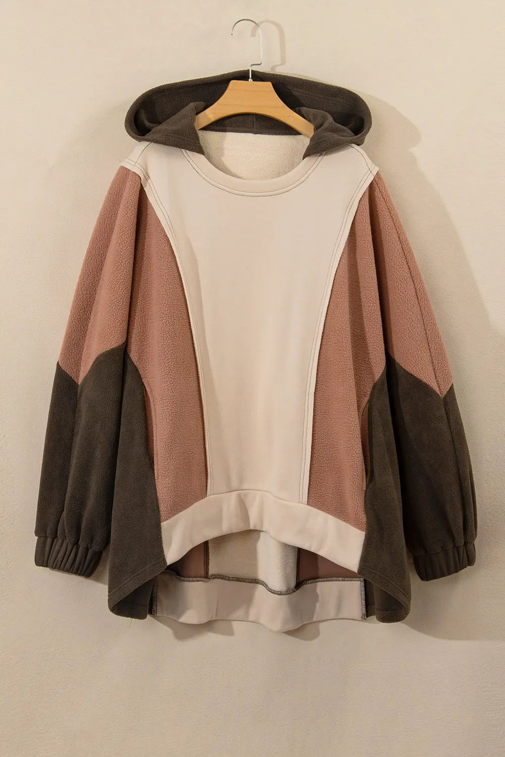Plus Size Color Block Long Sleeve Hoodie 