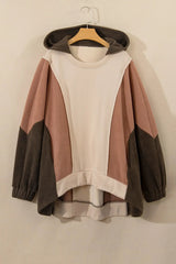 Plus Size Color Block Long Sleeve Hoodie 