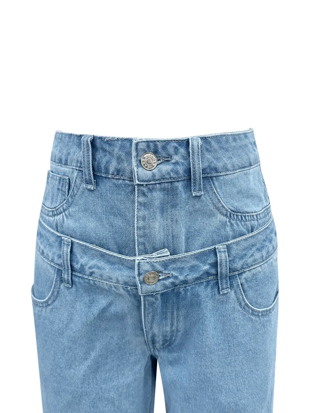 Faux Layered High Waist Jeans 