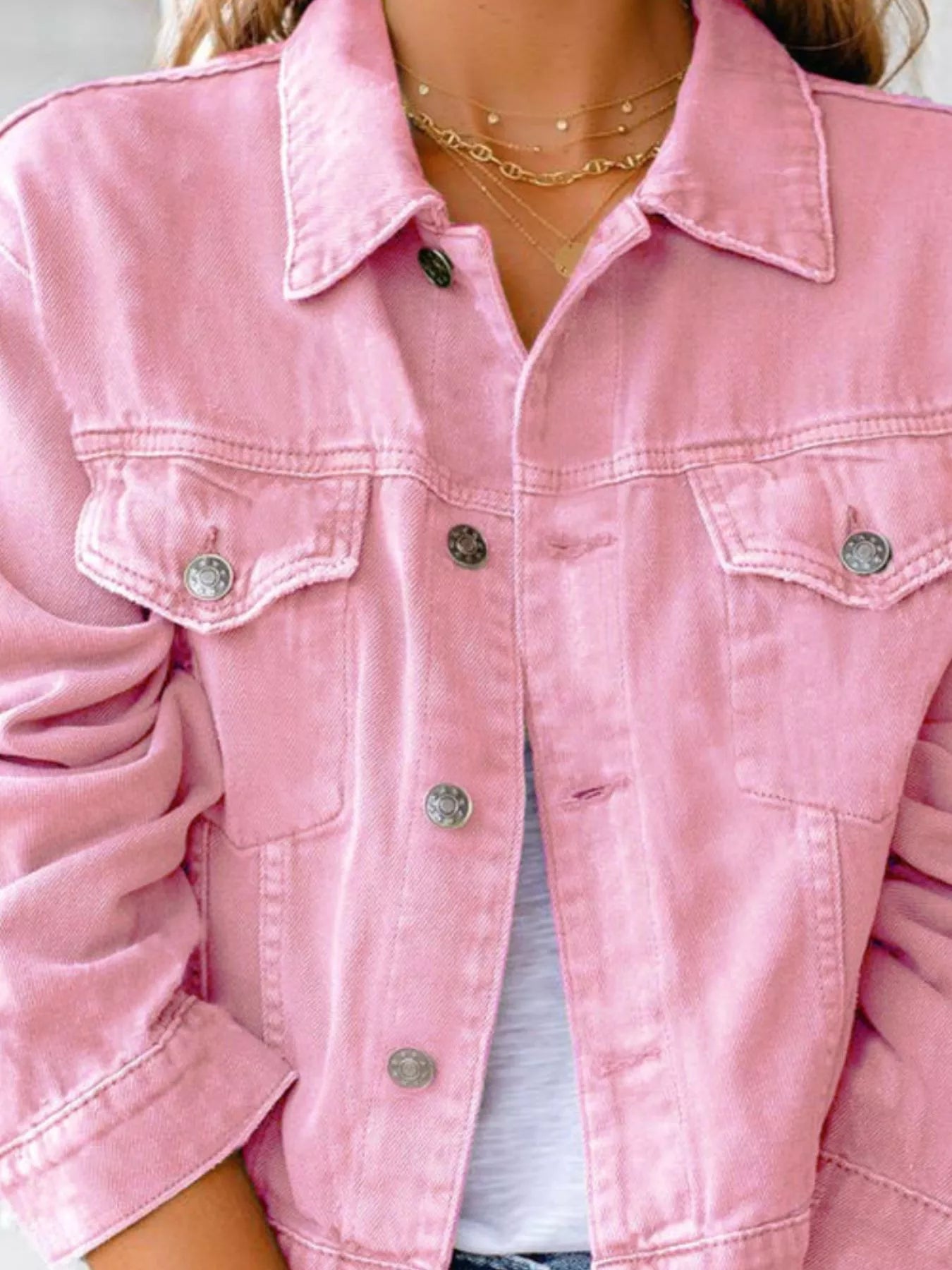 Button Up Long Sleeve Denim Jacket 