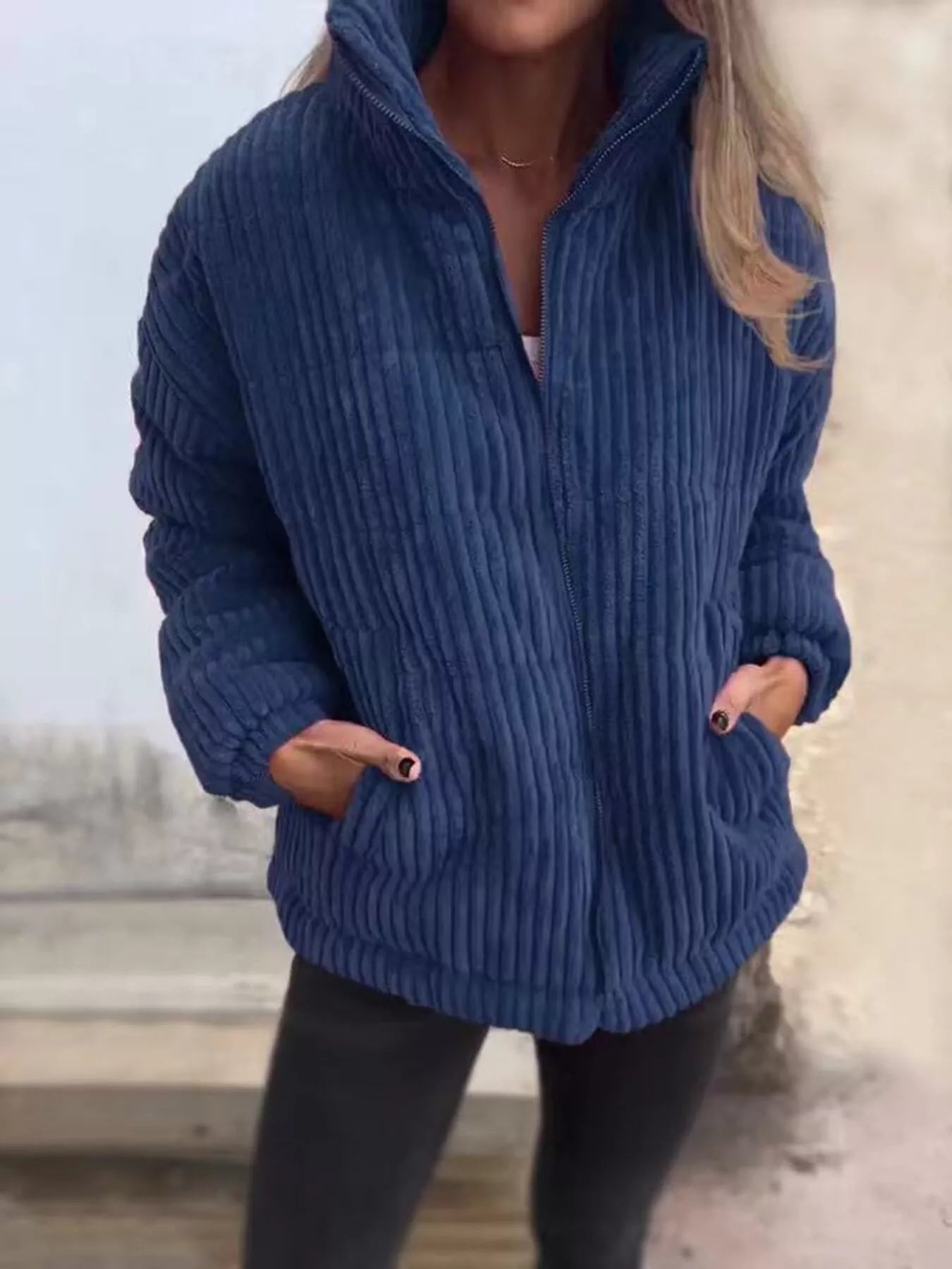 Full Size Zip Up Turtleneck Long Sleeve Winter Coat Plus Size 