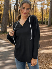 Full Size Drawstring Long Sleeve Hoodie Plus Size 
