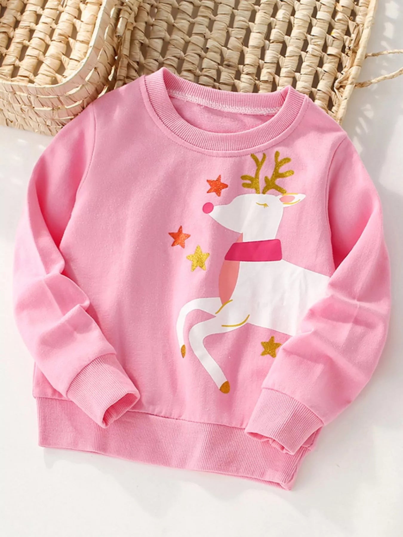 Children's Reindeer Graphic Crew Neck Sweatshirt 
