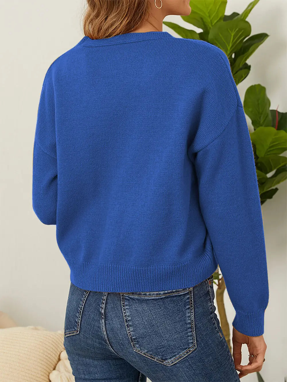 Flower Button Front Dropped Shoulder Cardigan 