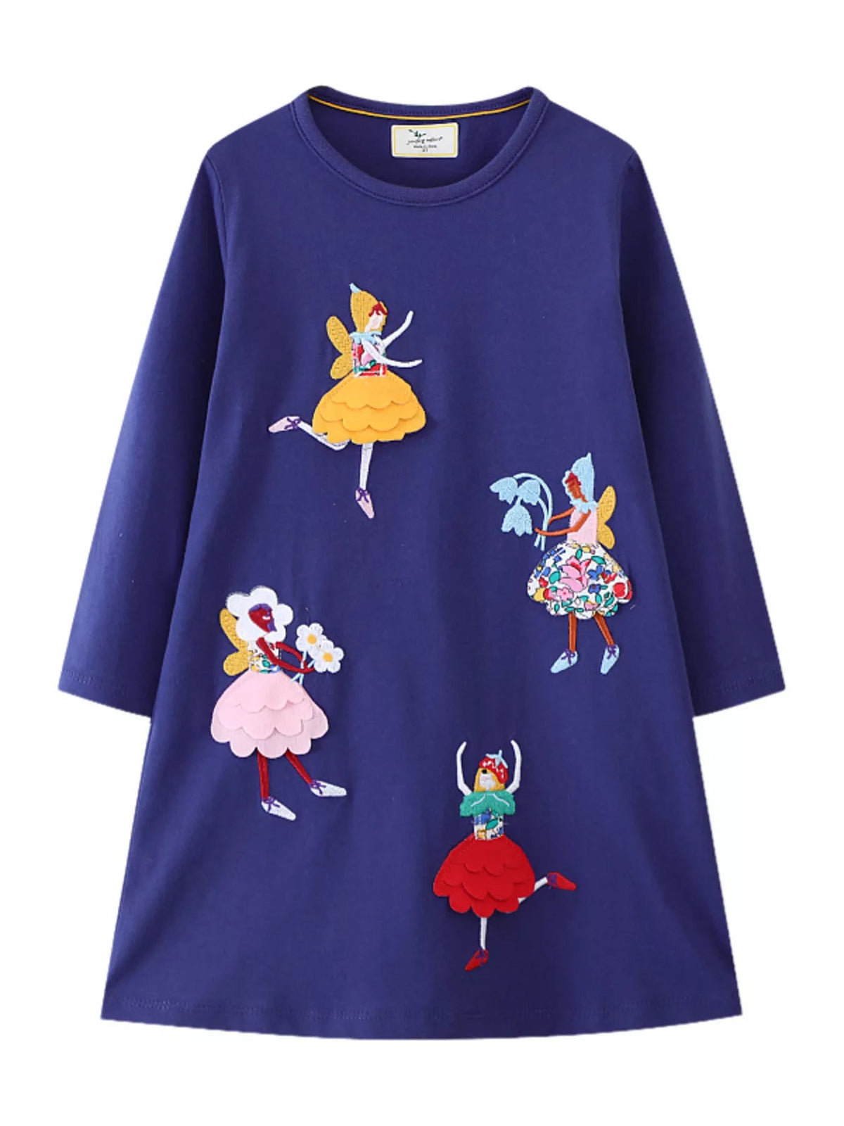 Children's Fairy Applique Long Sleeve Casual Dress 