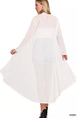 Zenana Mesh Open Front Cardigan 