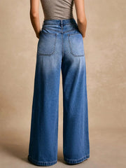 High-Waisted Wide-Leg Pocket Jeans 
