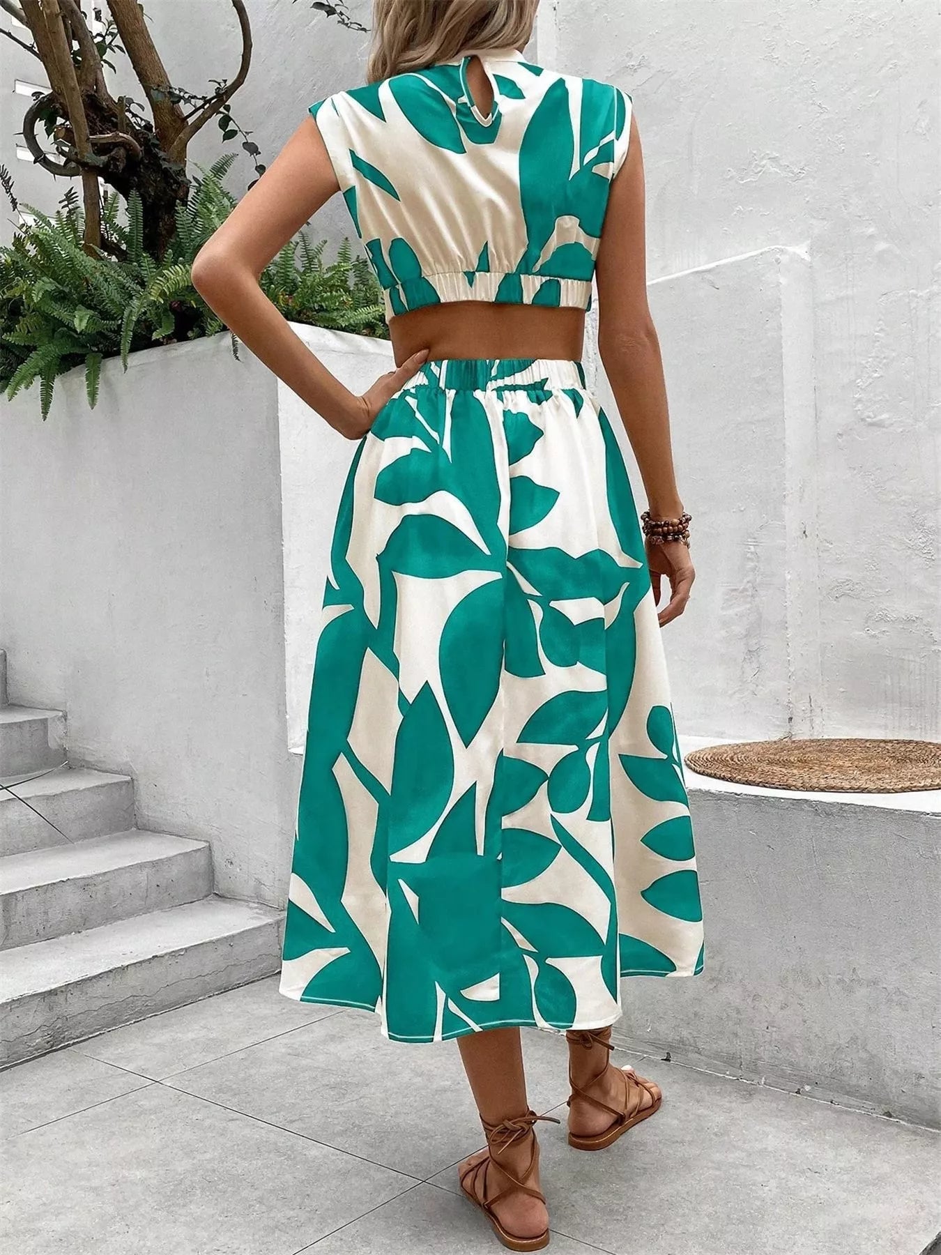Cutout Printed Sleeveless Dress 