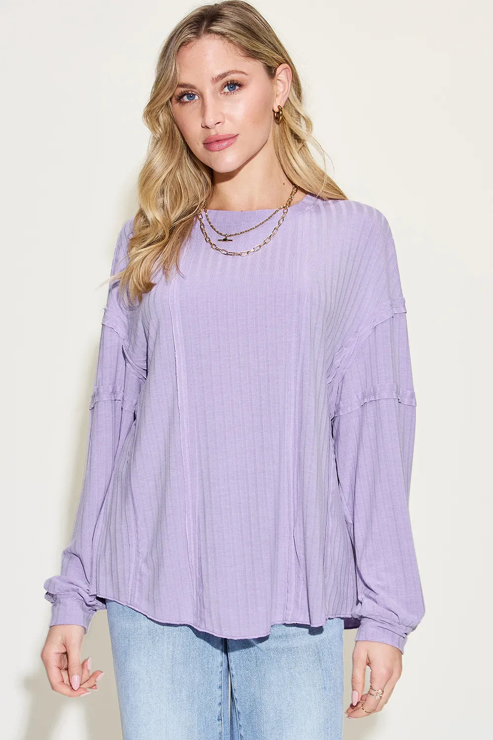 Basic Bae Full Size Ribbed Round Neck Long Sleeve T-Shirt 