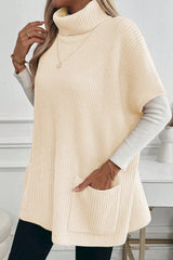 Turtleneck Knit Short Sleeve Sweater 