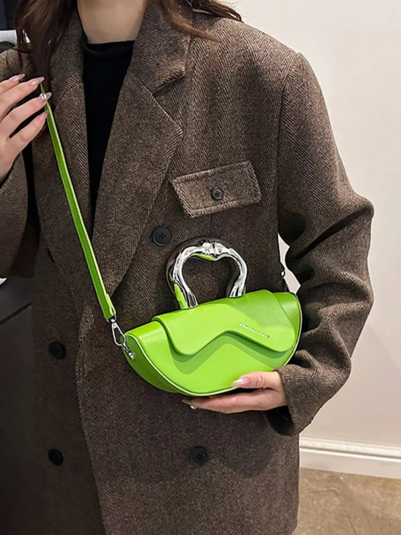 Half-Moon Crossbody Bag with Handle 