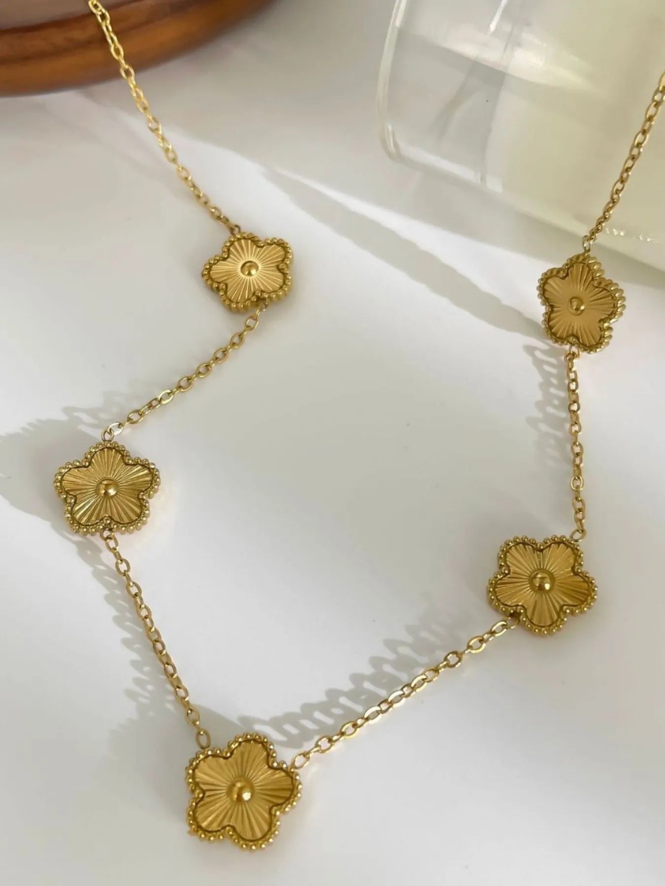18K Gold-Plated Flower Chain Necklace 