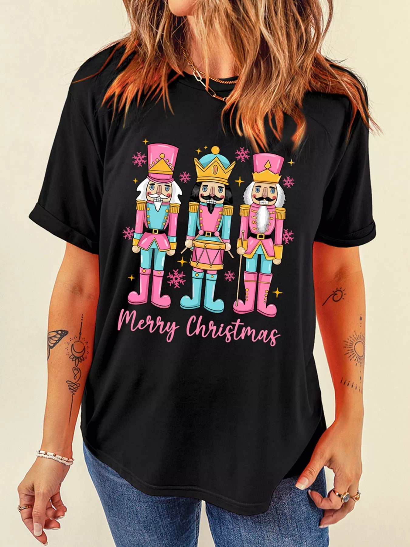 Merry Christmas Nutcracker Doll Printed T Shirt 