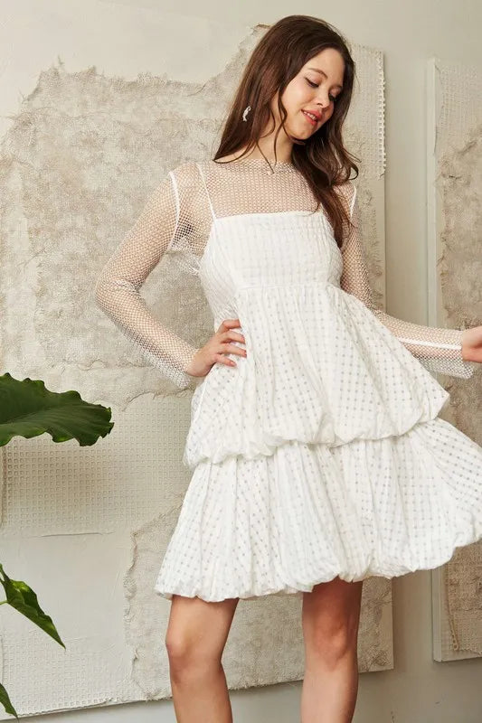 Davi & Dani Checker Print Side Pockets Textured Mini Dress 