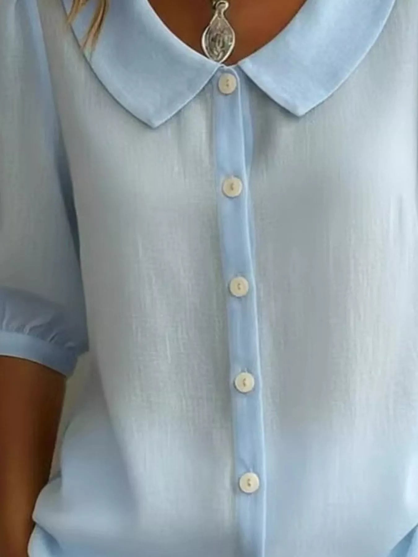 Full Size Peter Pan Collar Button-Down Shirt Plus Size 