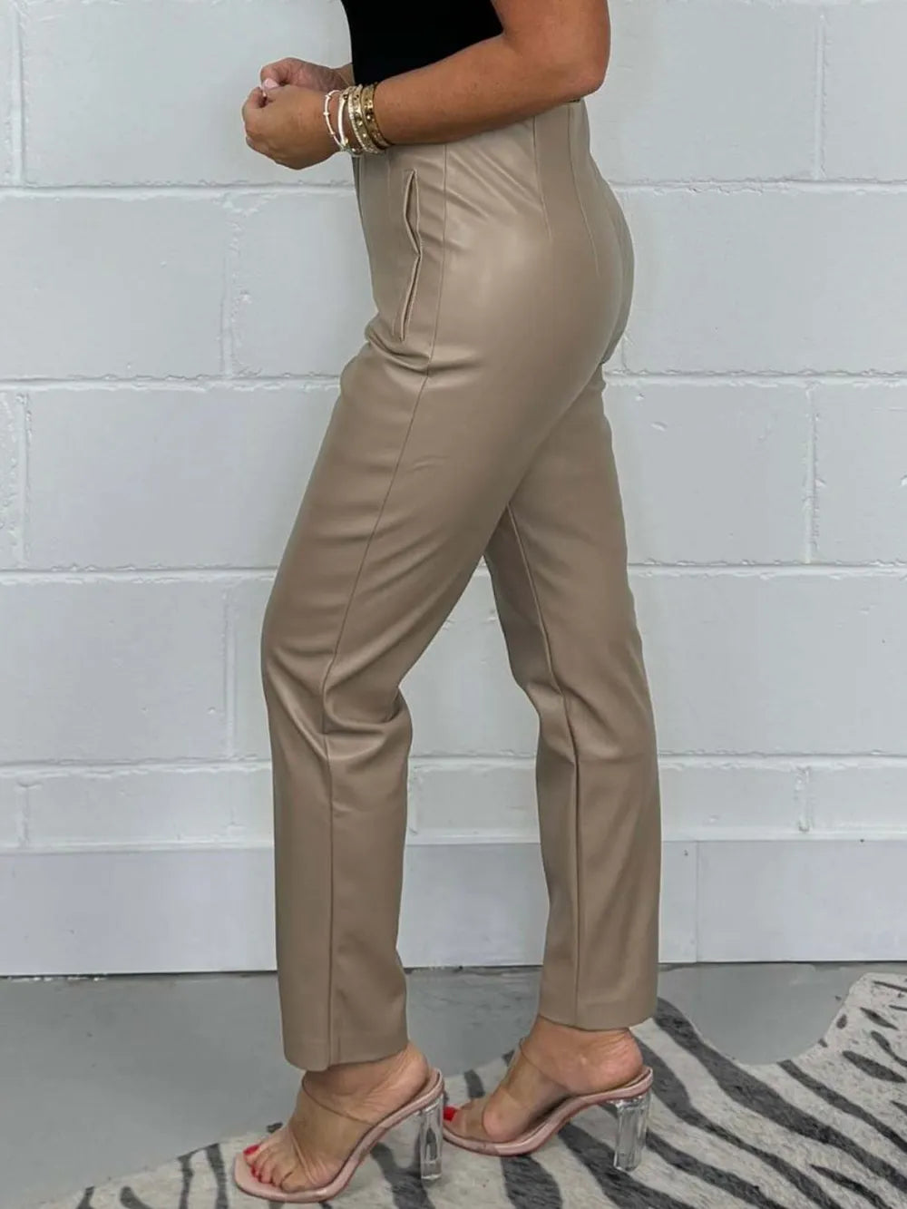 Full Size High Waist Straight Pants Plus Size 