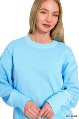 Zenana Pigment Dye Exposed-seam Fleece Sweatshirt 