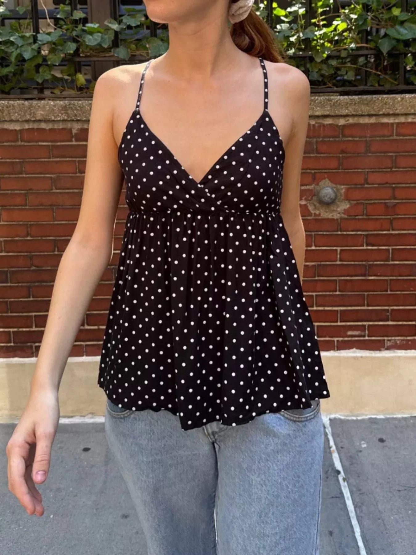 Polka Dot V-Neck Flowy Cami 
