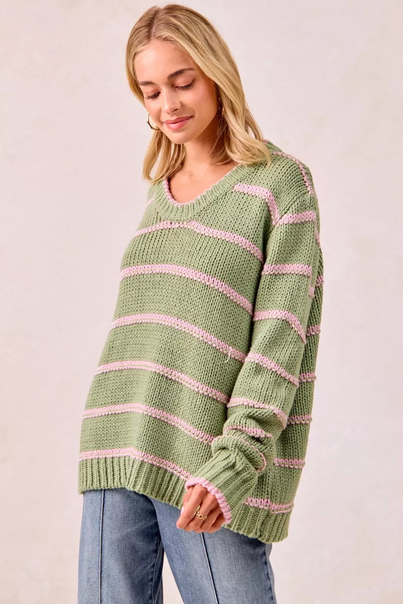 BiBi Striped Long Sleeve Sweater 