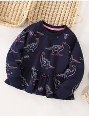 Children's Dinosaur Print Ruffle Hem Sweatshirt 