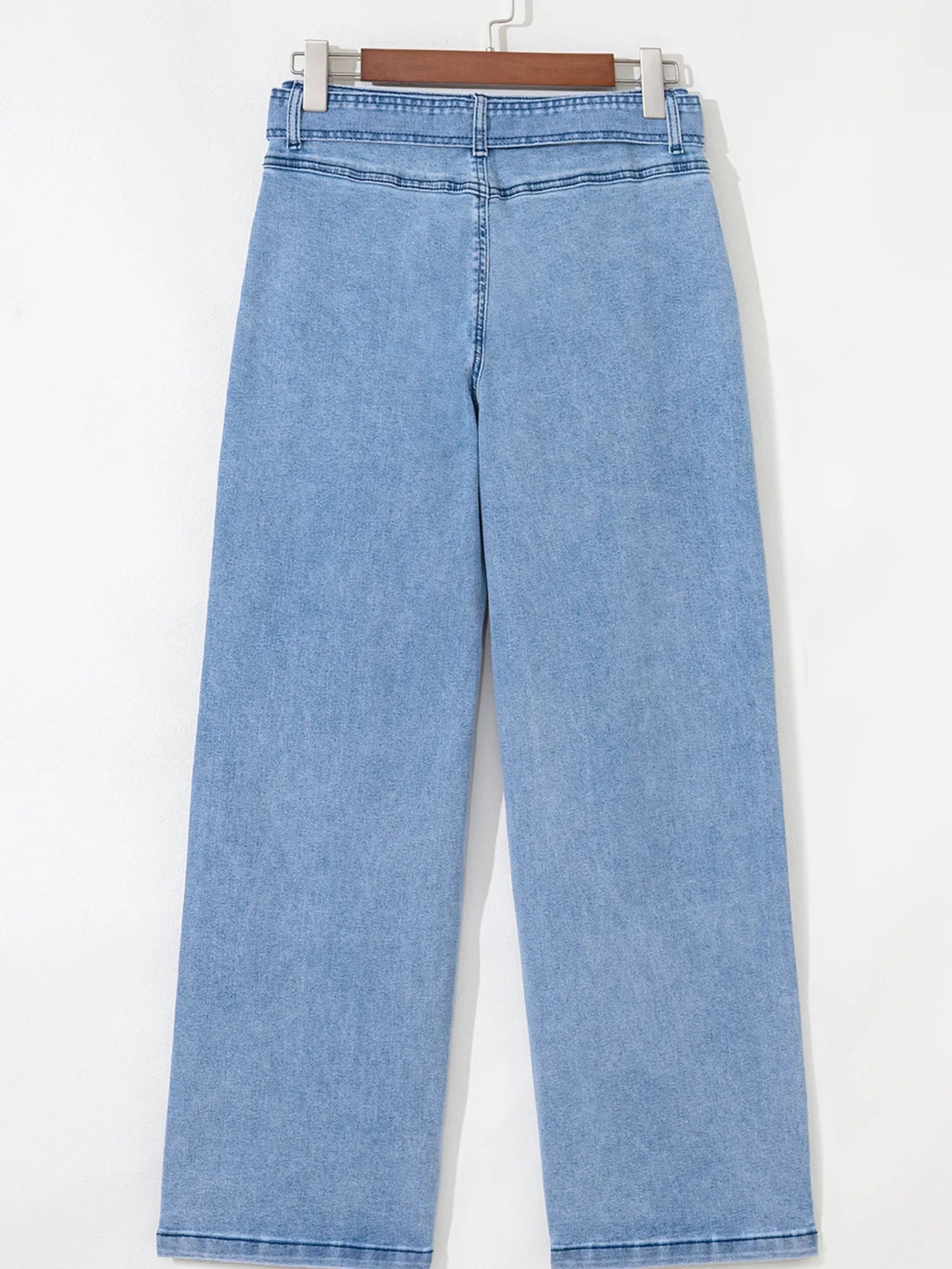 High Waisted Wide Leg Belted Jeans 
