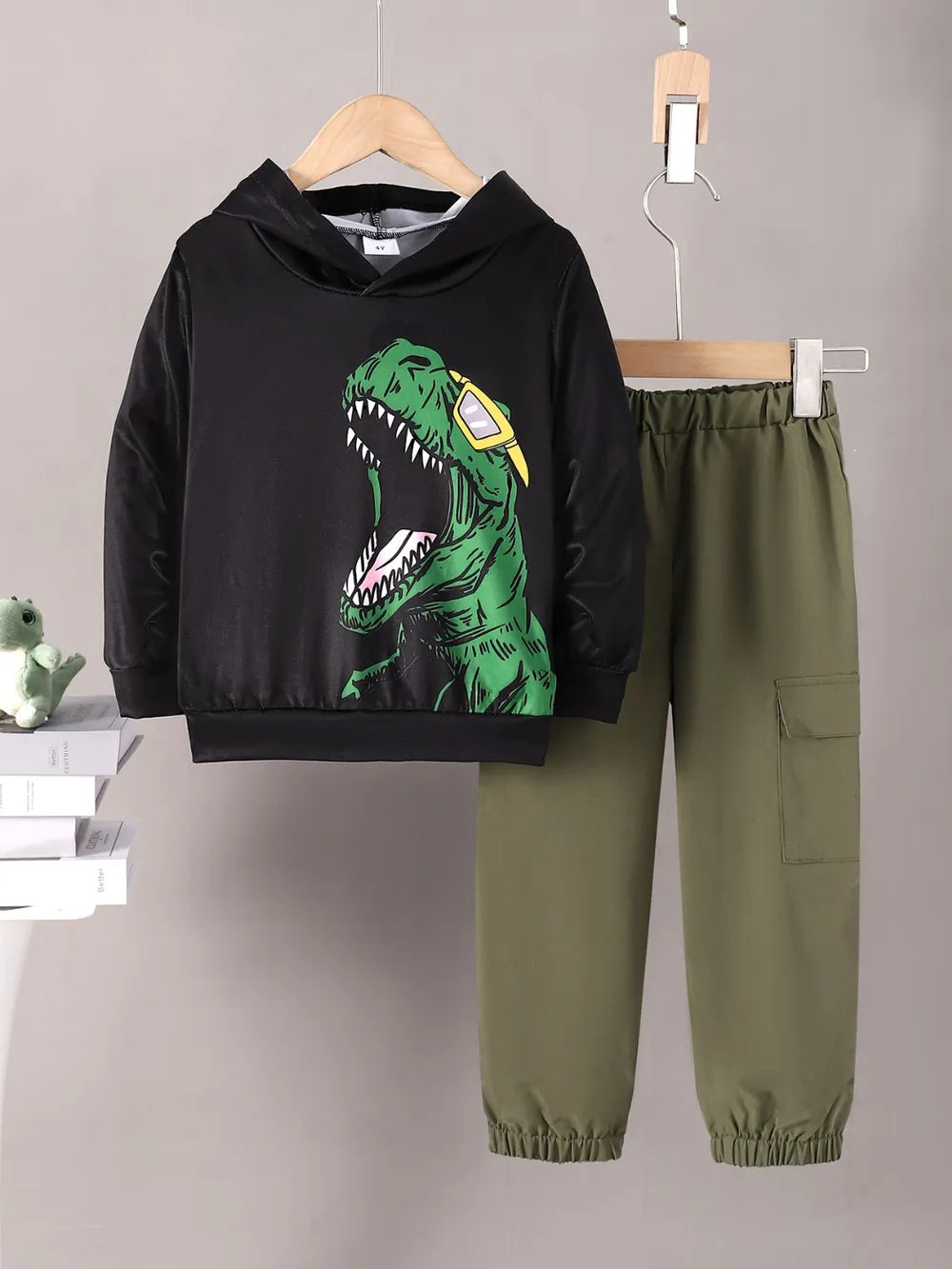 Children's Dinosaur Graphic Hoodie and Pants Set 