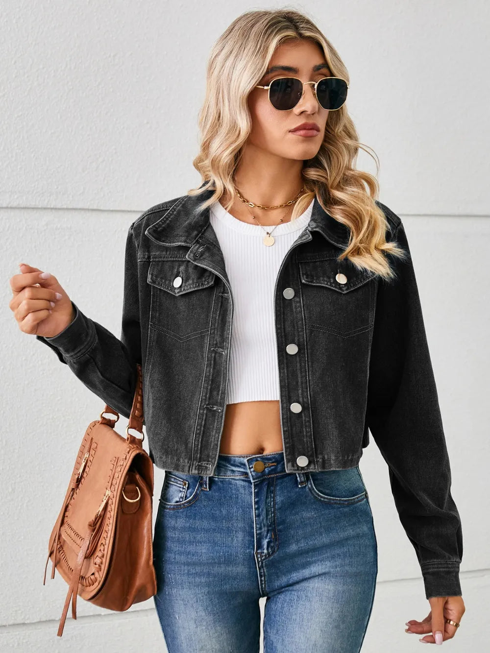 Button Up Long Sleeve Denim Jacket 