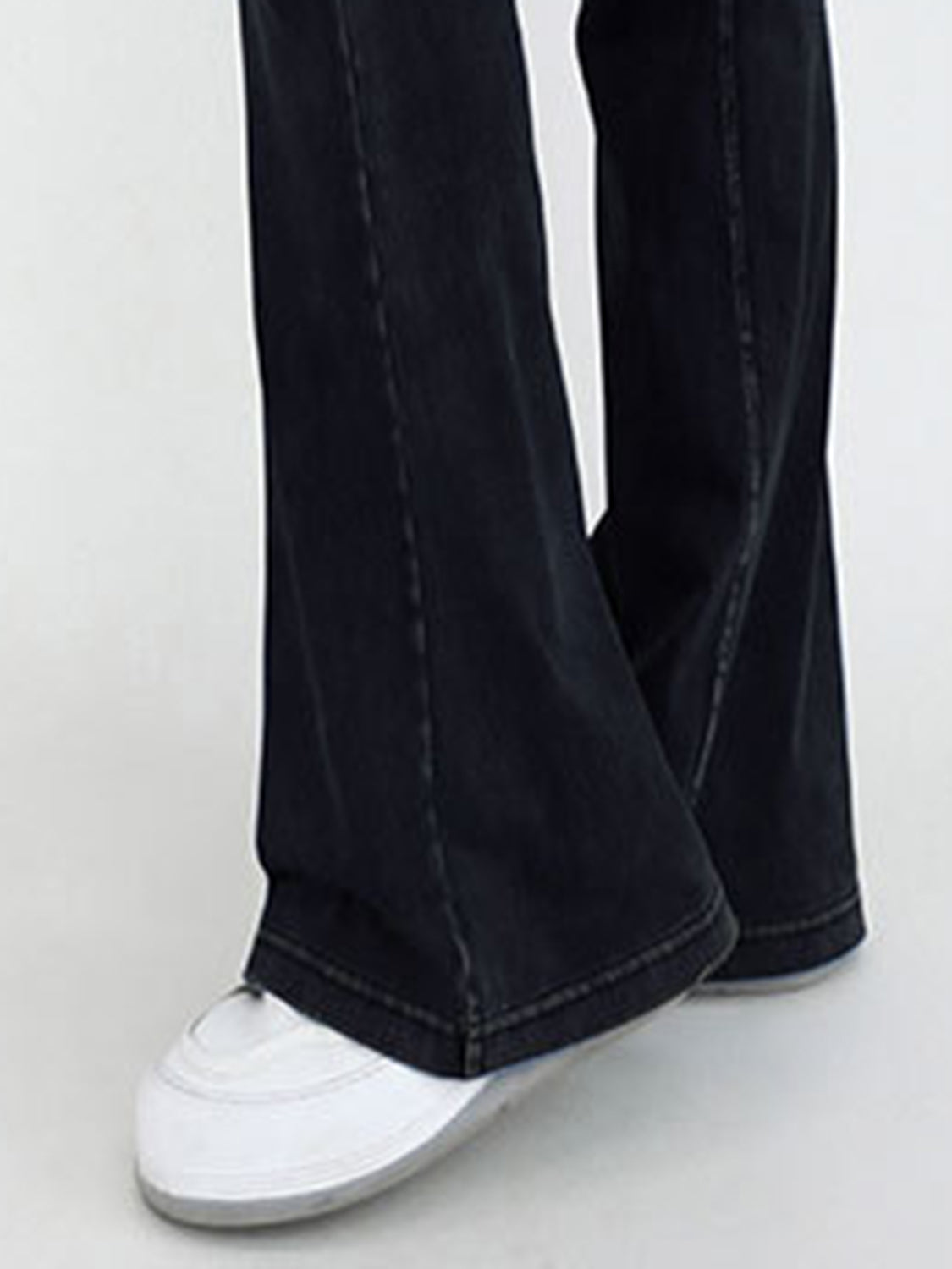 Wide Waistband Bootcut Jeans with Pockets 