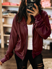 Waffle Zip Up Hooded Jacket with Pockets 
