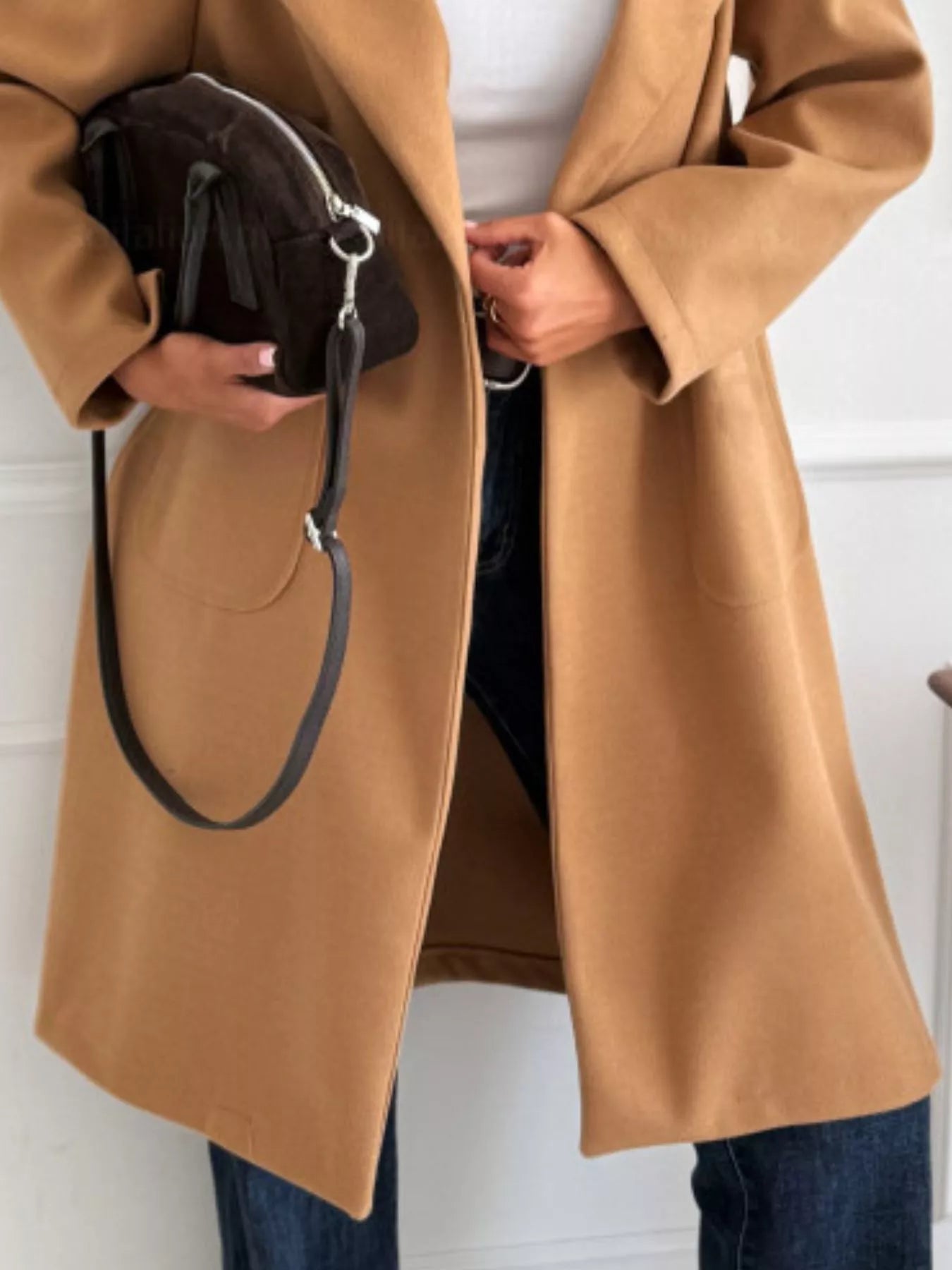 Long-Sleeve Single-Breasted Trench Coat 