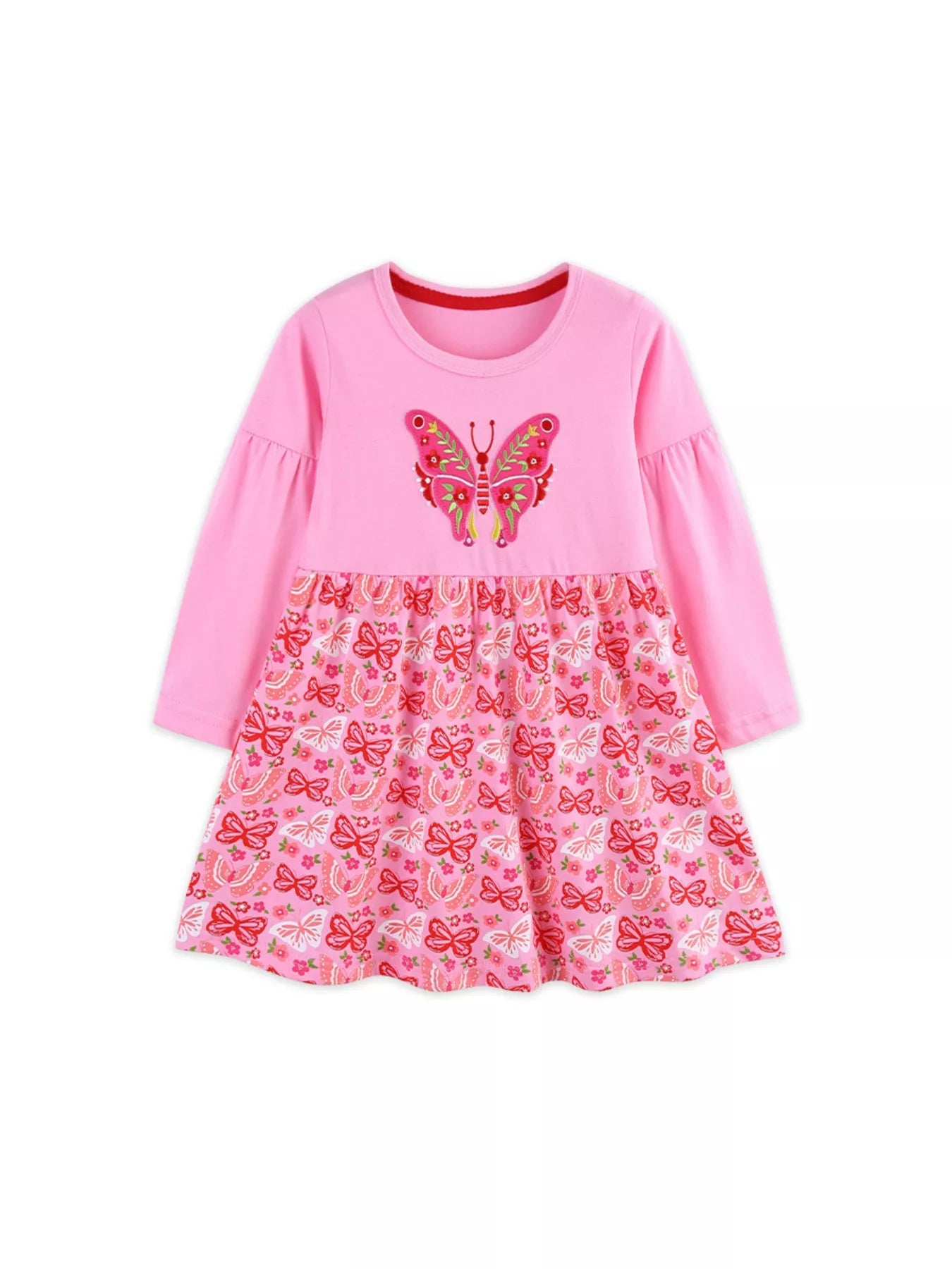 Children's Butterfly Long Sleeve Casual Dress 