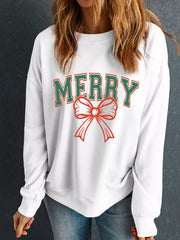 MERRY Bow Christmas Graphic Sweatshirt 