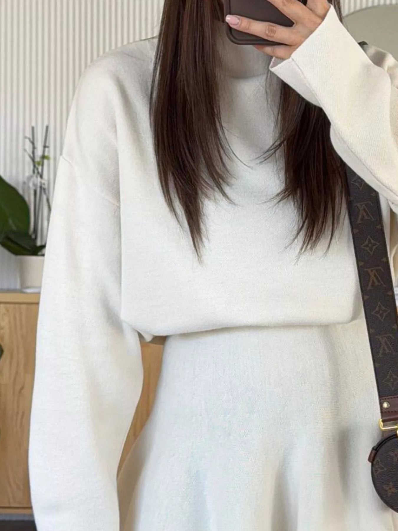 Round Neck Long Sleeve Mini Sweater Dress 